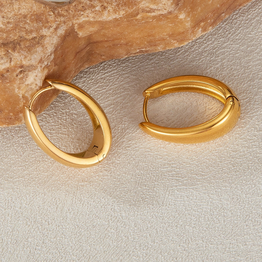 1 Piece French Style Geometric 304 Stainless Steel 18K Gold Plated Earrings