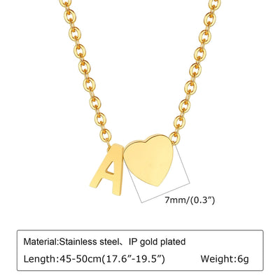 Jewelry Simple Style Commute Letter Heart Shape 201 Stainless Steel Plating Pendant Necklace