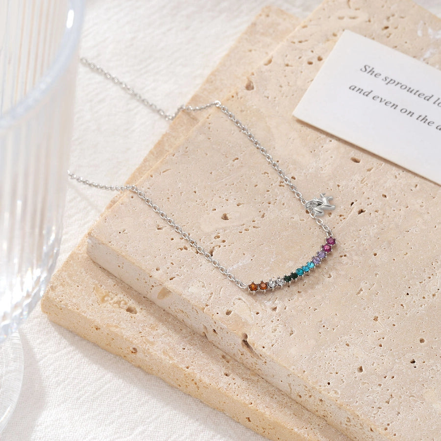 Jewelry Luxurious Sweet Commute Color Block 304 Stainless Steel Zircon White Gold Plated Gold Plated Inlay Pendant Necklace