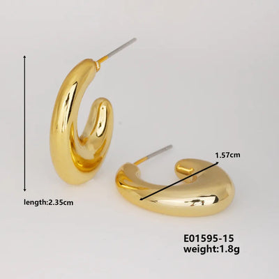1 Pair Basic Classic Style Geometric Star Heart Shape Irregular CCB K Gold Plated Stud Earrings