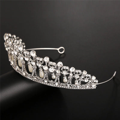 Baroque Queen  Large Crown Pearl Rhinestone Hair Accessories Bride Crown European Style Wedding Princess Crown Headwear