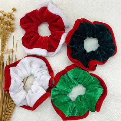 Christmas Cartoon Style Cute Women's Christmas Hat Christmas Tree Santa Claus Flannel Hair Tie