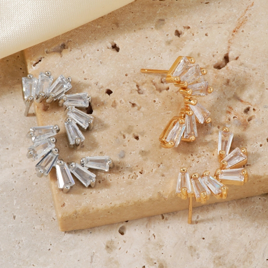 1 Pair Elegant Glam Shiny Cat Inlay Copper Zircon K Gold Plated Rhodium Plated Earrings