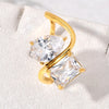 Jewelry Elegant Square Water Droplets 304 Stainless Steel Rhinestones 18K Gold Plated Inlay Rings