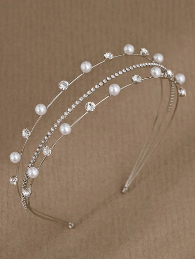 simple style geometric rhinestone plating hair band