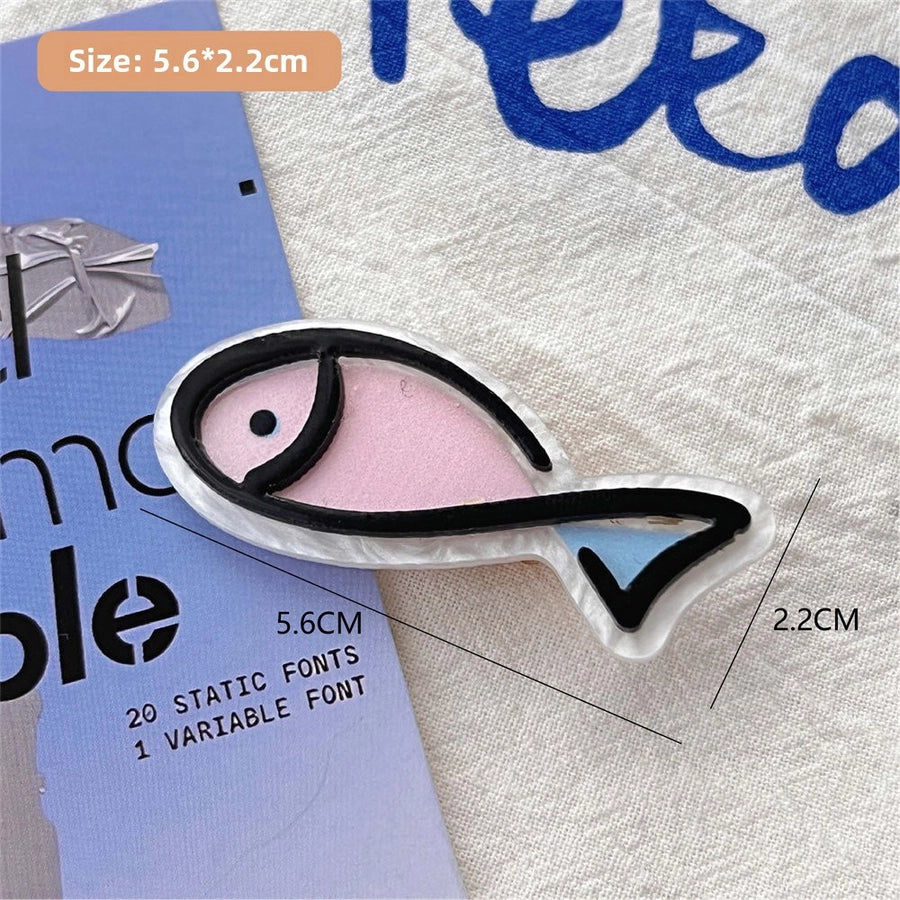 Candy Color Snapper Burned Hair Clip  Sweet Girl's Heart Cute Fish Bangs Clip Student  Hairpin Hair Accessories