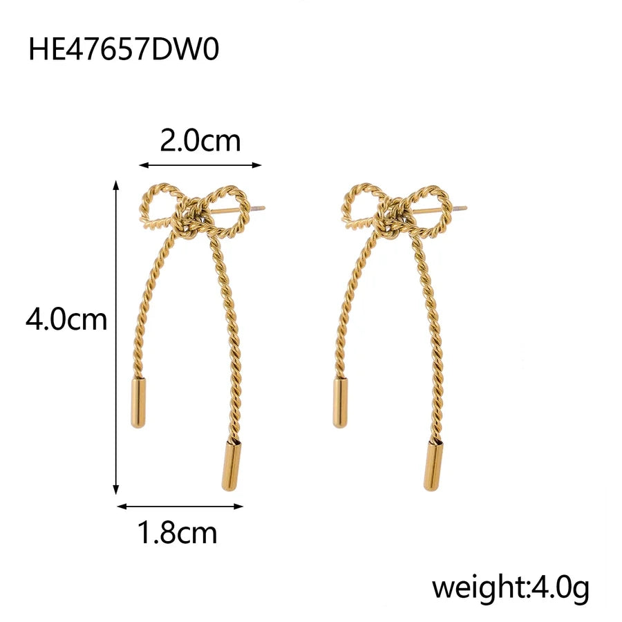 1 Pair Simple Style Bow Knot 304 Stainless Steel 18K Gold Plated Earrings