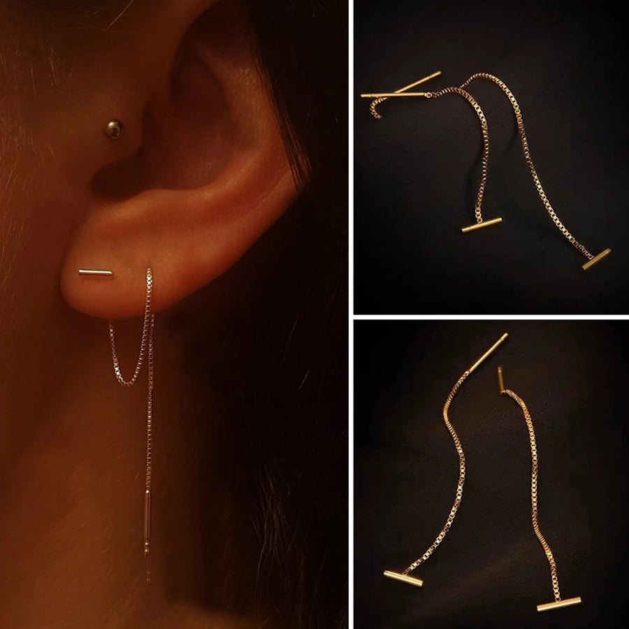 1 Pair Casual Simple Style Solid Color Titanium Steel Ear line