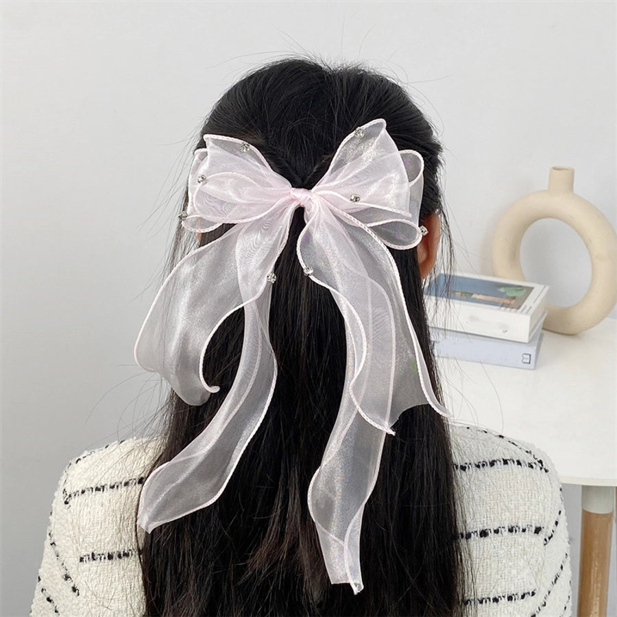 women's sweet solid color bow knot cloth hair clip