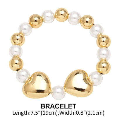 Copper 18K Gold Plated Plating Heart Shape Bracelets Necklace