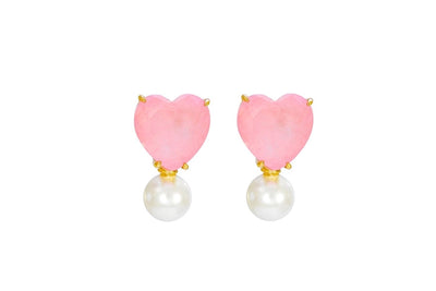 1 Pair Elegant Simple Style Heart Shape Plating Copper Drop Earrings
