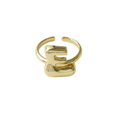 Copper Brass 18K Gold Plated Letter Open Rings