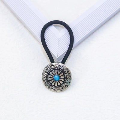 Women's Classical Ethnic Style Classic Style Cross Round Cattle Alloy Polyester Inlay Turquoise Hair Tie
