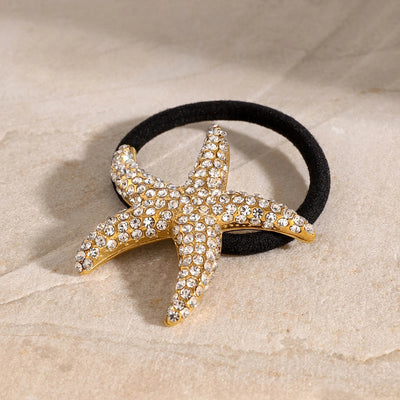 Women's Casual Hawaiian Tropical Starfish 304 Stainless Steel Rhinestones Hair Tie