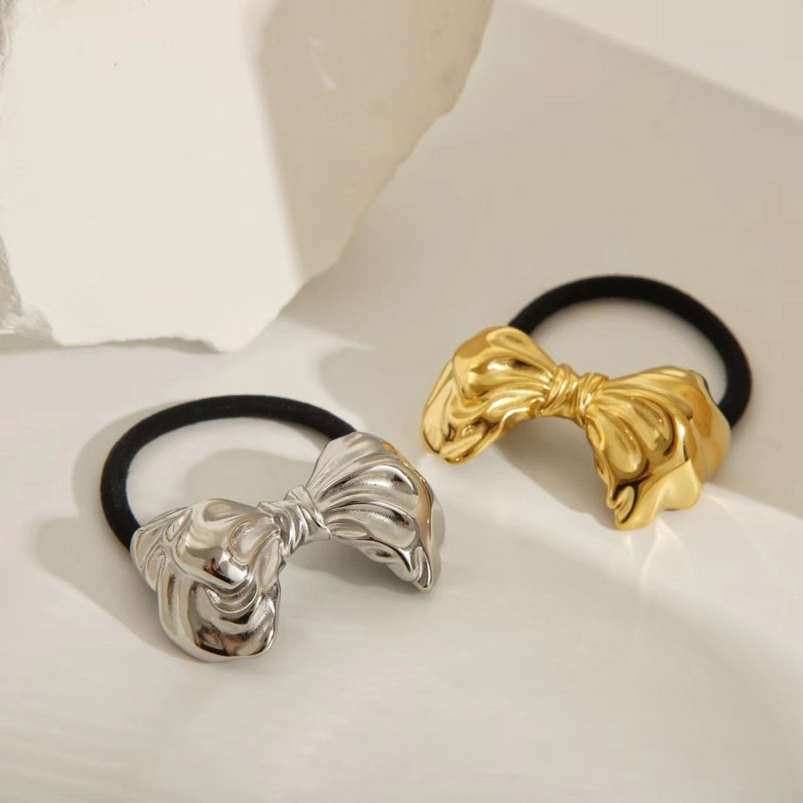 Women's Casual Modern Style C Shape Starfish Bow Knot 304 Stainless Steel Shiny Metallic Hair Tie