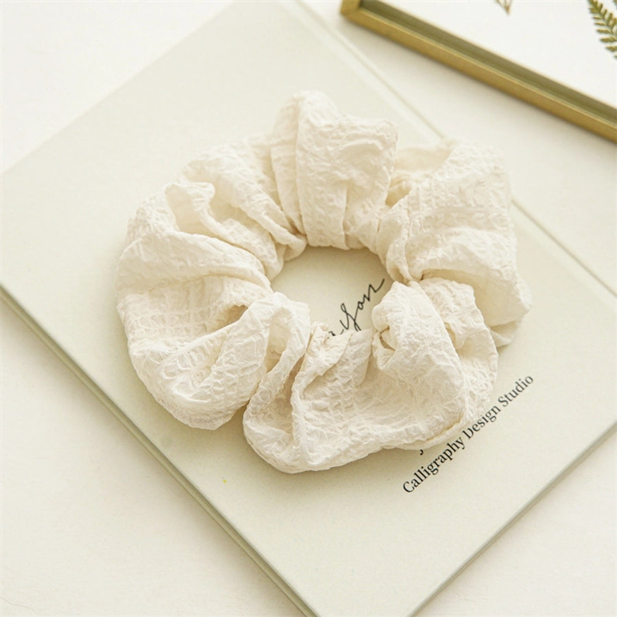 sweet solid color cloth pleated hair tie