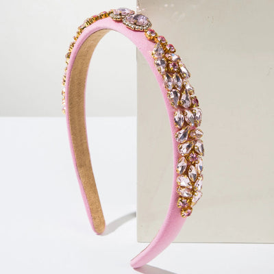 Korean Style Retro Glass Drill Lovely Hair Band Thin Baroque Sponge Headband Simple  Hair Accessories