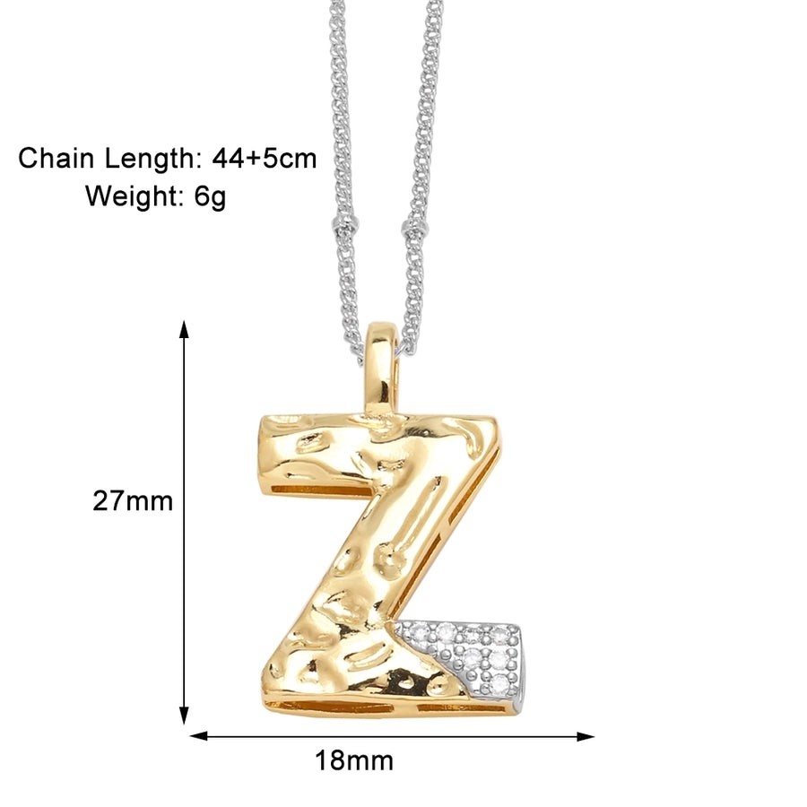 Jewelry Modern Style Simple Style letter 201 Stainless Steel Copper Zircon 18K Gold Plated Mixed Metal Inlay Pendant Necklace