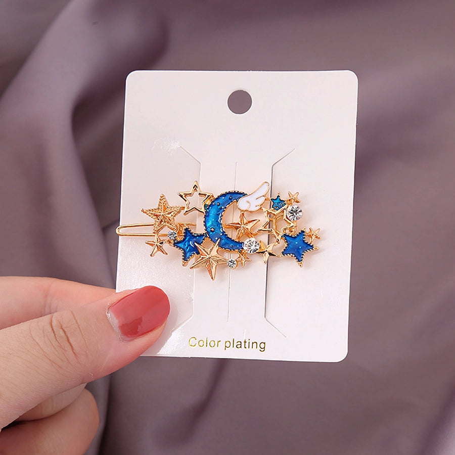 sweet geometric alloy plating rhinestones hair clip 1 set