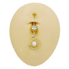 1 Piece Belly Rings Cute Sweet Star Moon Flower 316 Stainless Steel  Alloy Copper Inlay Rhinestones Pearl Gold Plated