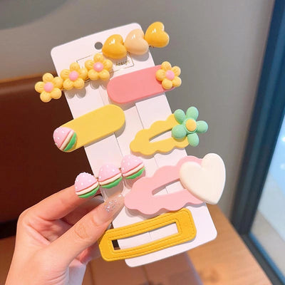 sweet heart shape flower bow knot plastic resin hair clip