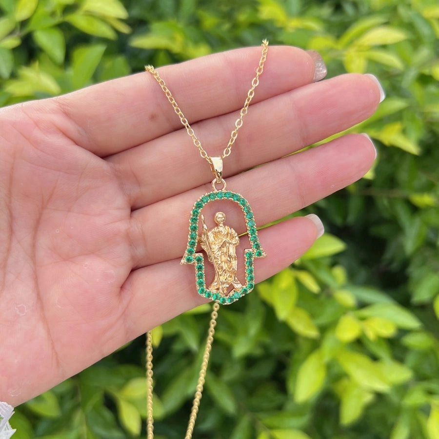 Jewelry Vintage Style Classic Style Human Faith Copper Pendant Necklace