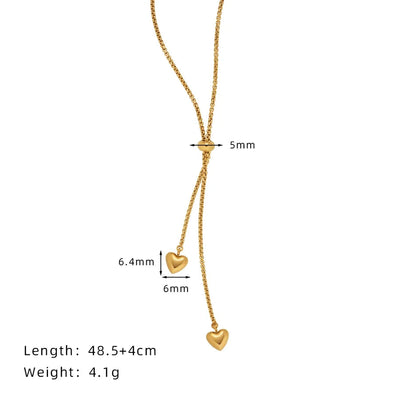 Jewelry Simple Style Heart Shape 304 Stainless Steel Gold Plated Plating Pendant Necklace