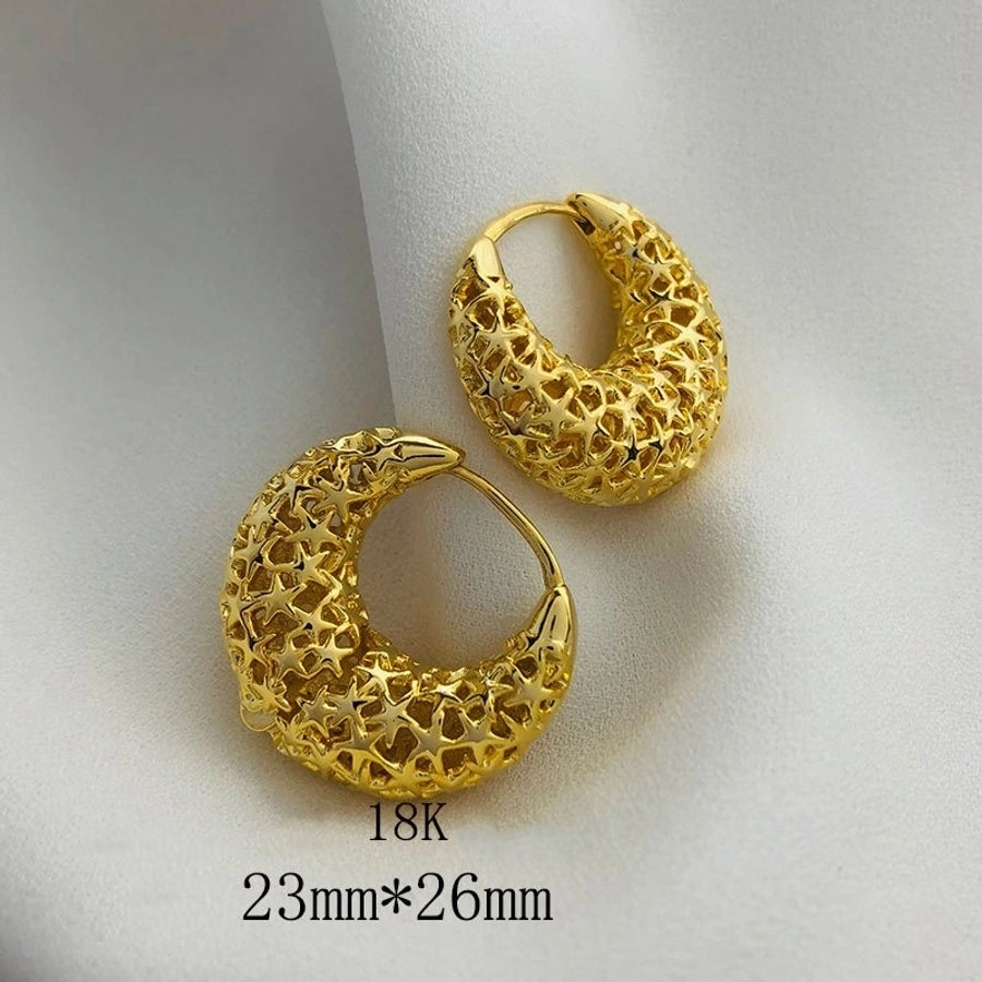 1 Pair Streetwear Star Copper 18K Gold Plated Earrings