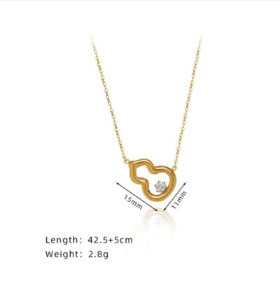 Jewelry Simple Style Gourd 304 Stainless Steel Rhinestones 18K Gold Plated Plating Inlay Pendant Necklace