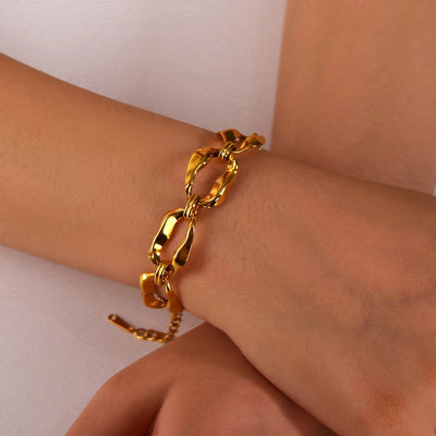 IG Style Classic Style Geometric 304 Stainless Steel 18K Gold Plated Bracelets In Bulk