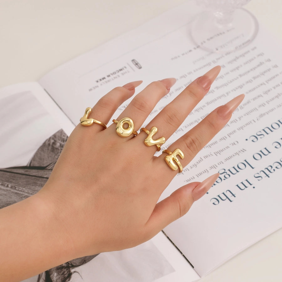 Copper Hollow Out Letter Copper Rings