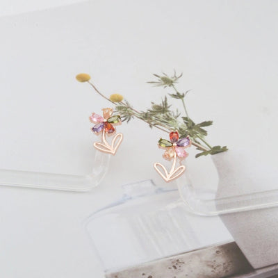1 Pair Elegant Lady Romantic Flower Plating Inlay Copper Zircon K Gold Plated Ear Studs
