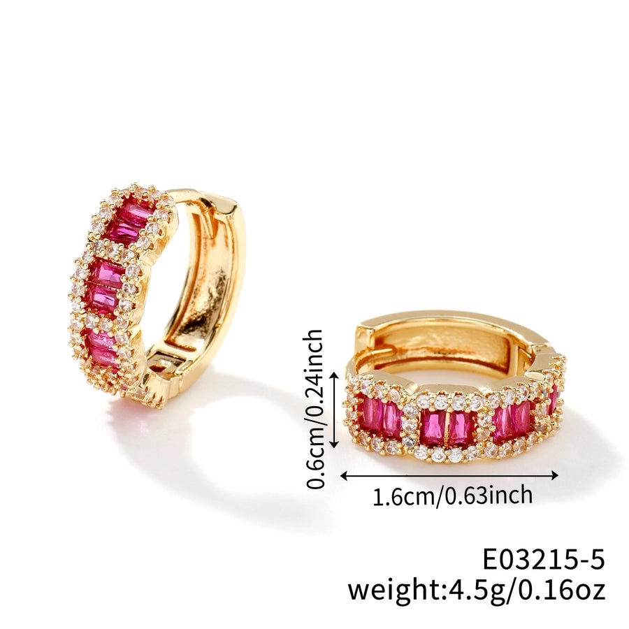 1 Pair Elegant Streetwear Shiny Geometric Inlay Copper Zircon K Gold Plated Rhodium Plated Earrings