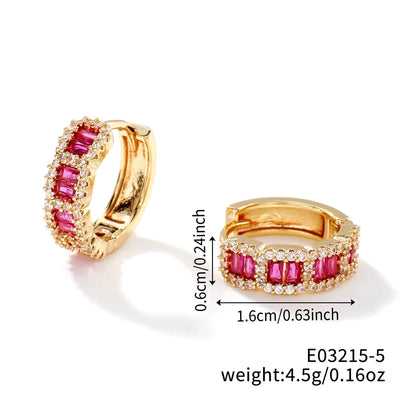 1 Pair Elegant Streetwear Shiny Geometric Inlay Copper Zircon K Gold Plated Rhodium Plated Earrings