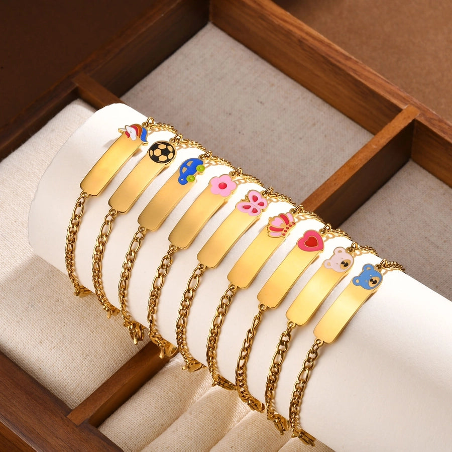 Basic Car Heart Shape Crown 304 Stainless Steel 18K Gold Plated Bracelets In Bulk