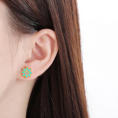 1 Pair Vintage Style Flower Hollow Out Inlay 304 Stainless Steel Zircon 18K Gold Plated Ear Studs