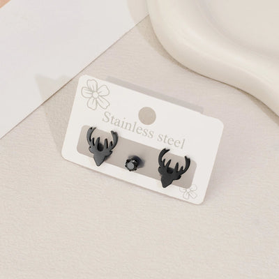 1 Set Halloween Cute Sweet Animal Cat Bat Polishing Inlay 304 Stainless Steel Zircon 18K Gold Plated Ear Studs