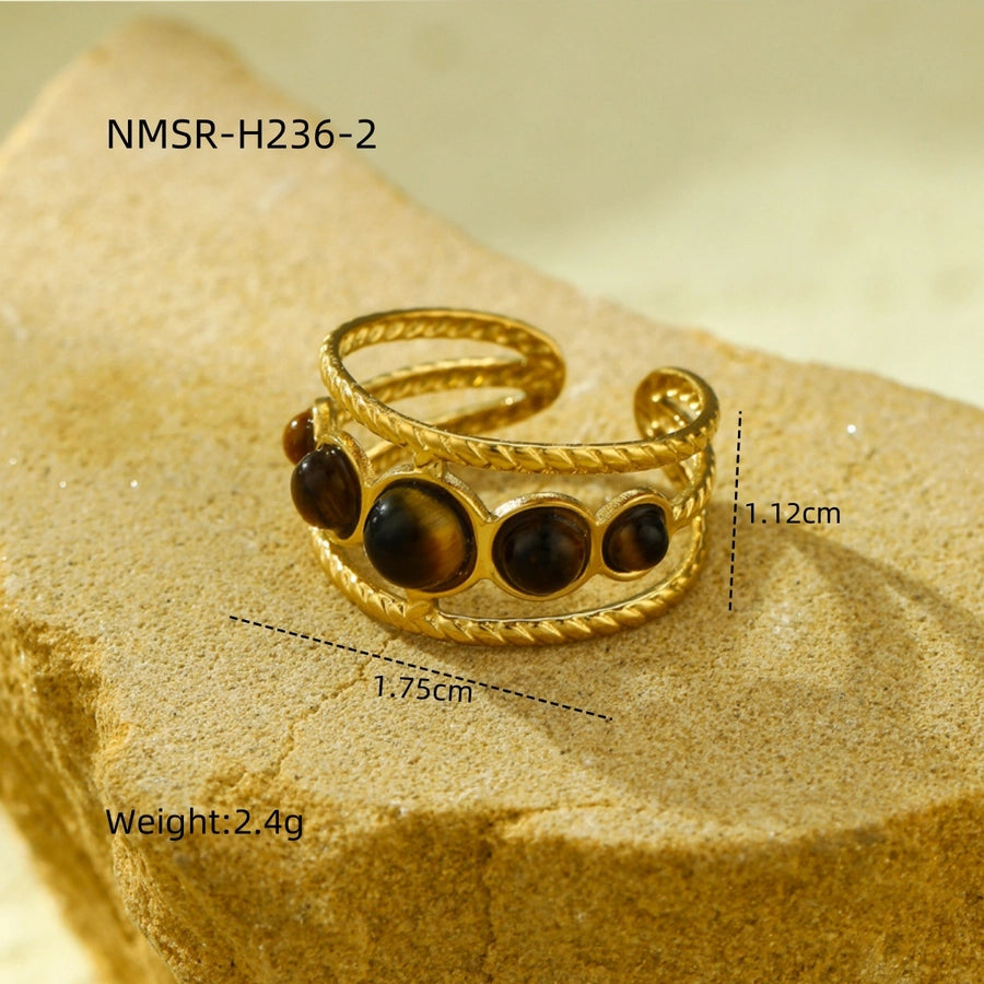 Jewelry Casual Simple Style Geometric 304 Stainless Steel Natural Stone Plating Open Rings