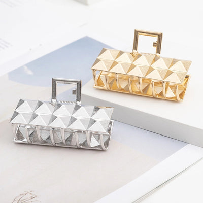 women's simple style square metal plating hair claws
