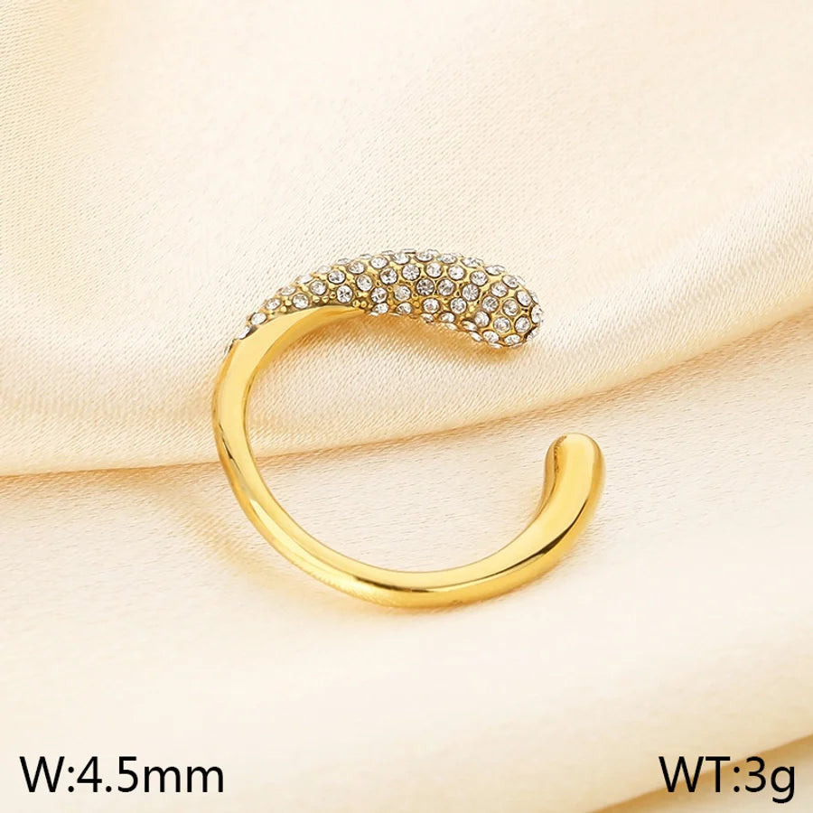 Jewelry Vintage Style C Shape 304 Stainless Steel 18K Gold Plated Open Rings