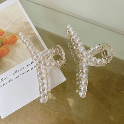 korean fashion style pearl hairpin big hair grabbing clip plate hair ponytail small hair claw