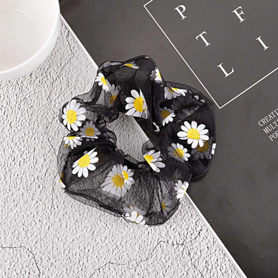 korean simple mesh daisy hair scrunchies