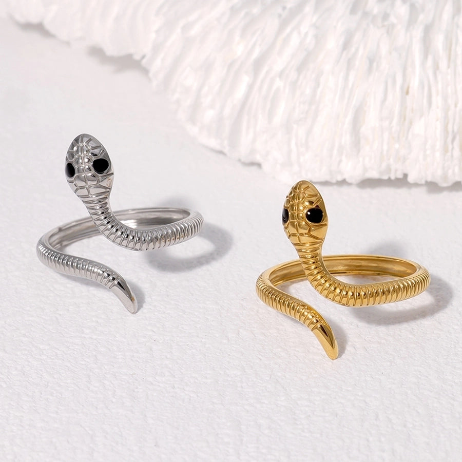 Jewelry Modern Style Simple Style Cool Style Snake 304 Stainless Steel 18K Gold Plated Enamel Stainless Steel Rings