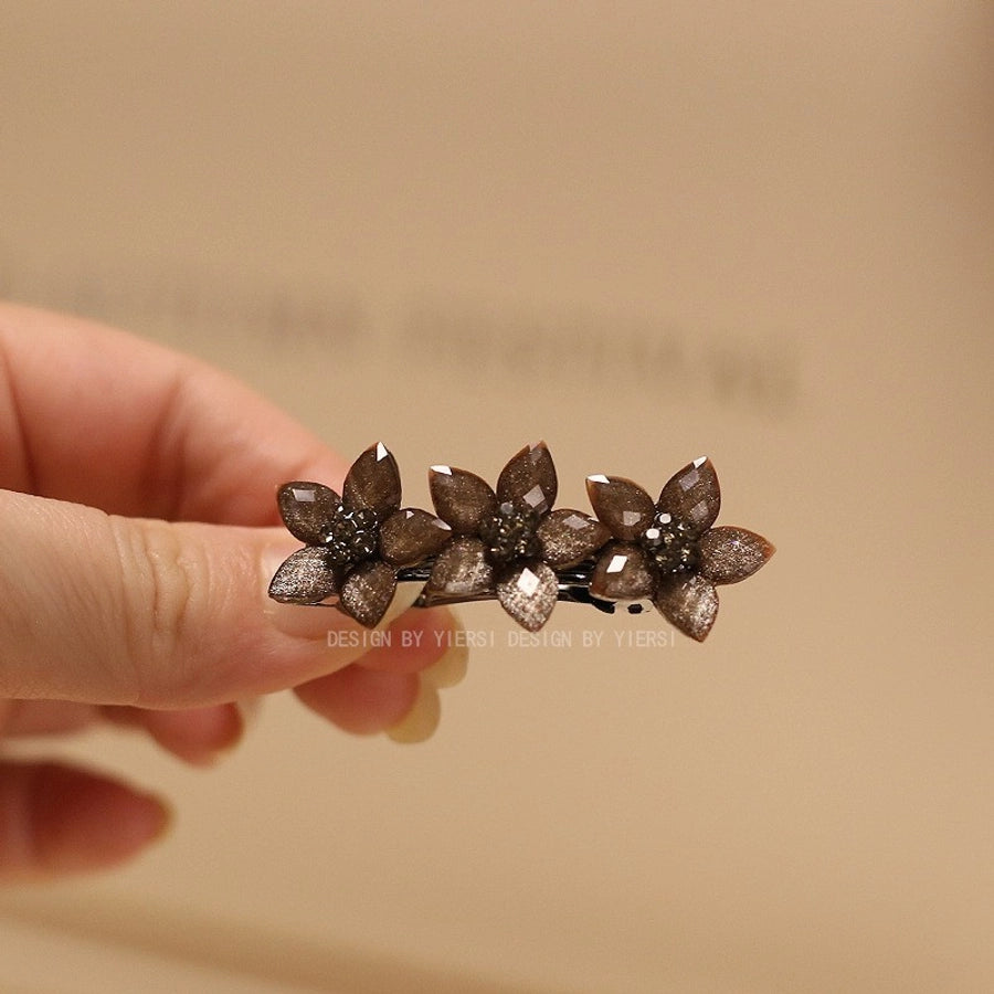 elegant flower rhinestone handmade diamond hair clip