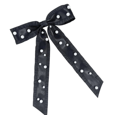 Women's Basic Bow Knot Ribbon Inlaid Pearls Hair Clip