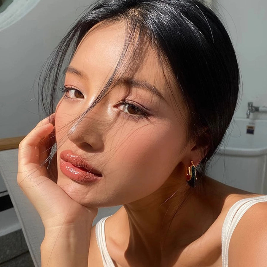 Autumn and Winter  pull style U-shaped geometric resin earrings Women's Light luxury high-end design earrings fashion earrings