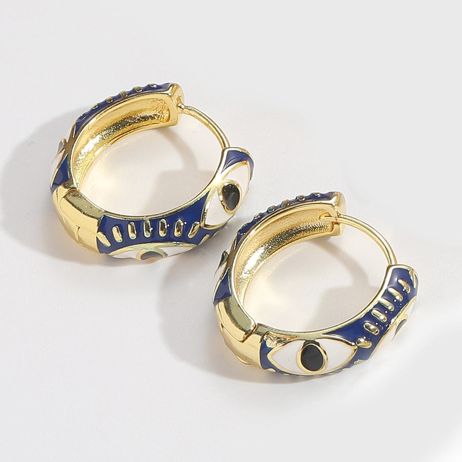 1 Pair Elegant Simple Style Commute Devil's Eye Enamel Copper 14K Gold Plated Earrings