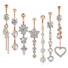 1 Piece 1 Set Belly Rings Simple Style Shiny Heart Shape 304 Stainless Steel Belly Rings