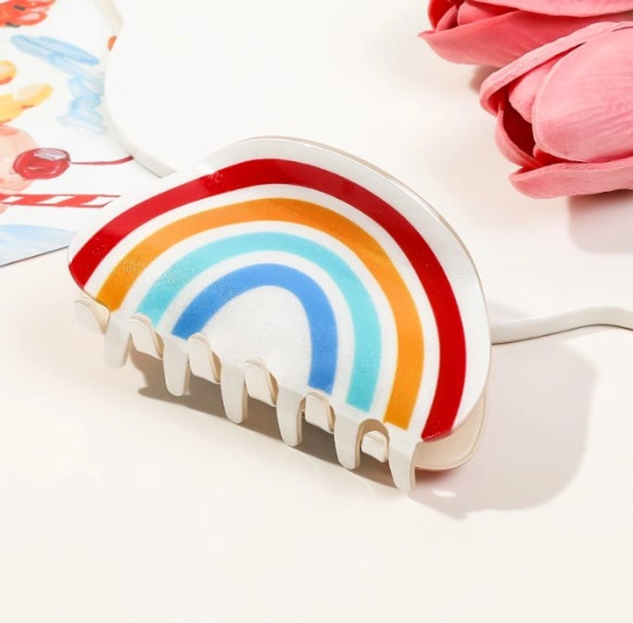 Women's Sweet Rainbow Plastic Hair Claws