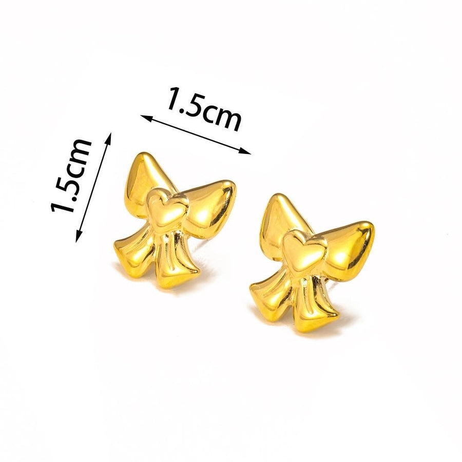 1 Pair Elegant Bow Knot 304 Stainless Steel 18K Gold Plated Drop Earrings